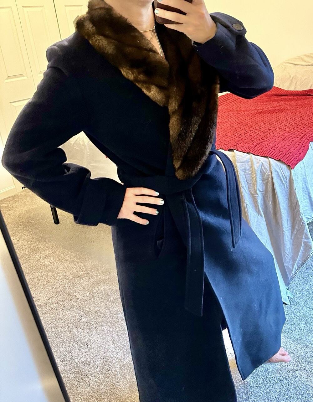 Lauren Ralph Lauren Lambs Wool Coat Womens 6 Long Lined Trench Overcoat Jacket